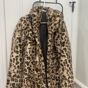 Leopard Print Faux Fur Coat